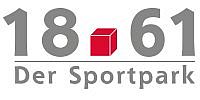 Die Zahl 1861 wird als Logo mit einem roten Würfel dargestellt. Darunter steht das Wort Sportpark.